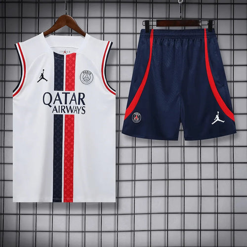 2023/2024 Psg Paris Saint-Germain pre-match training White Jersey+Shorts 1:1 Thai Quality FTBL4ALL
