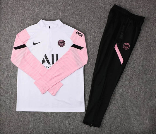 2021/2022 Psg Paris Saint-Germain Half-Pull Tracksuit White Pink Sleeves FTBL4ALL