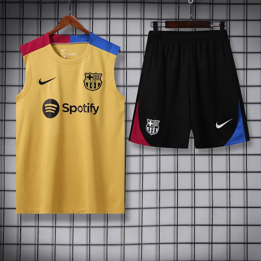 2024/2025 Barcelona pre-match training Glod Jersey+Shorts 1:1 Thai Quality FTBL4ALL