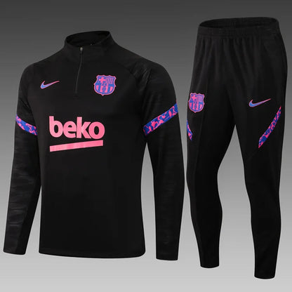 2021/2022 Barcelona Half-Pull Tracksuit Black FTBL4ALL